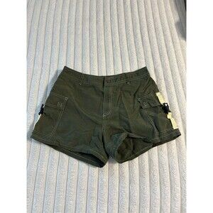 Y2K BNCI Athletique Cargo Shorts Womens Medium Army Green Pockets Buckles 3”Insm